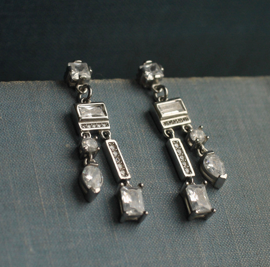 STERLING SILVER ART DECO CHANDELIER EARRINGS